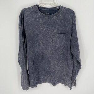 Original Use Men's Gray Acid Wash Long Sleeve Pocket T-Shirt Size Medium
